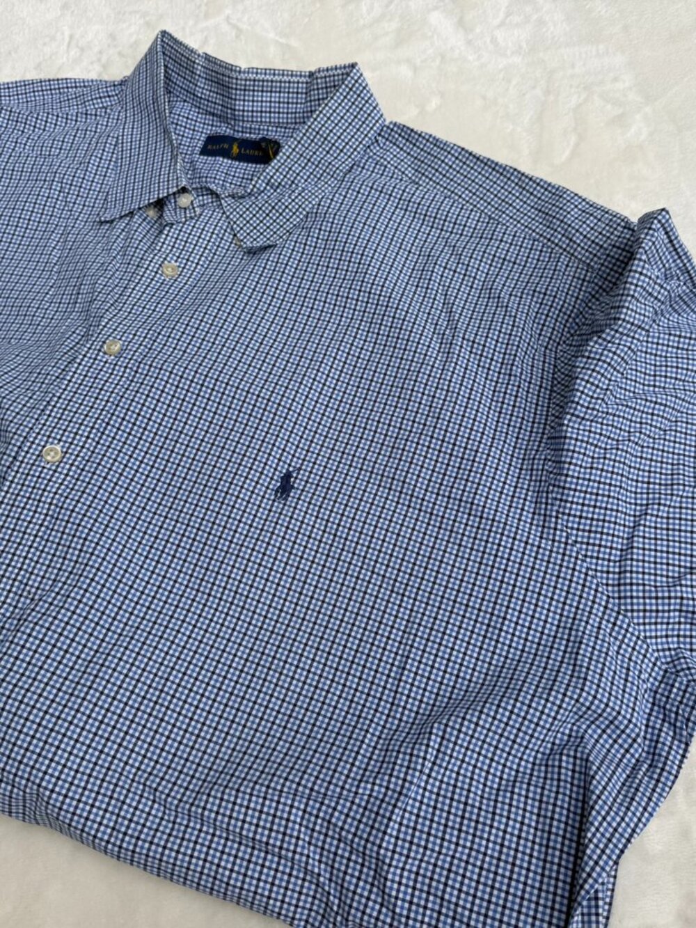 Ralph Lauren Men’s 4XLT Blue White Check Short Sleeve Shirt